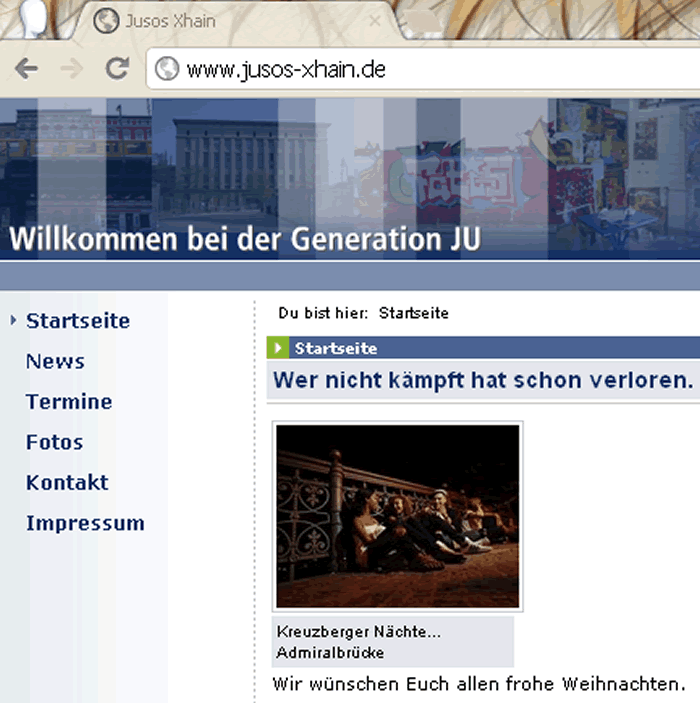 Screenshot der Internetseite der Jusos Friedirchshain-Kreuzberg